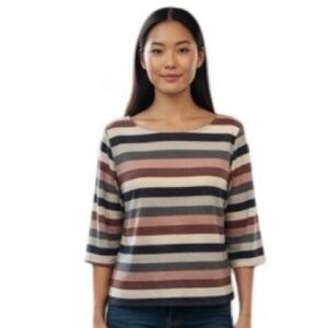 Tribe Alive, Women's Top, Vertical Stripes Multicolor Size L.